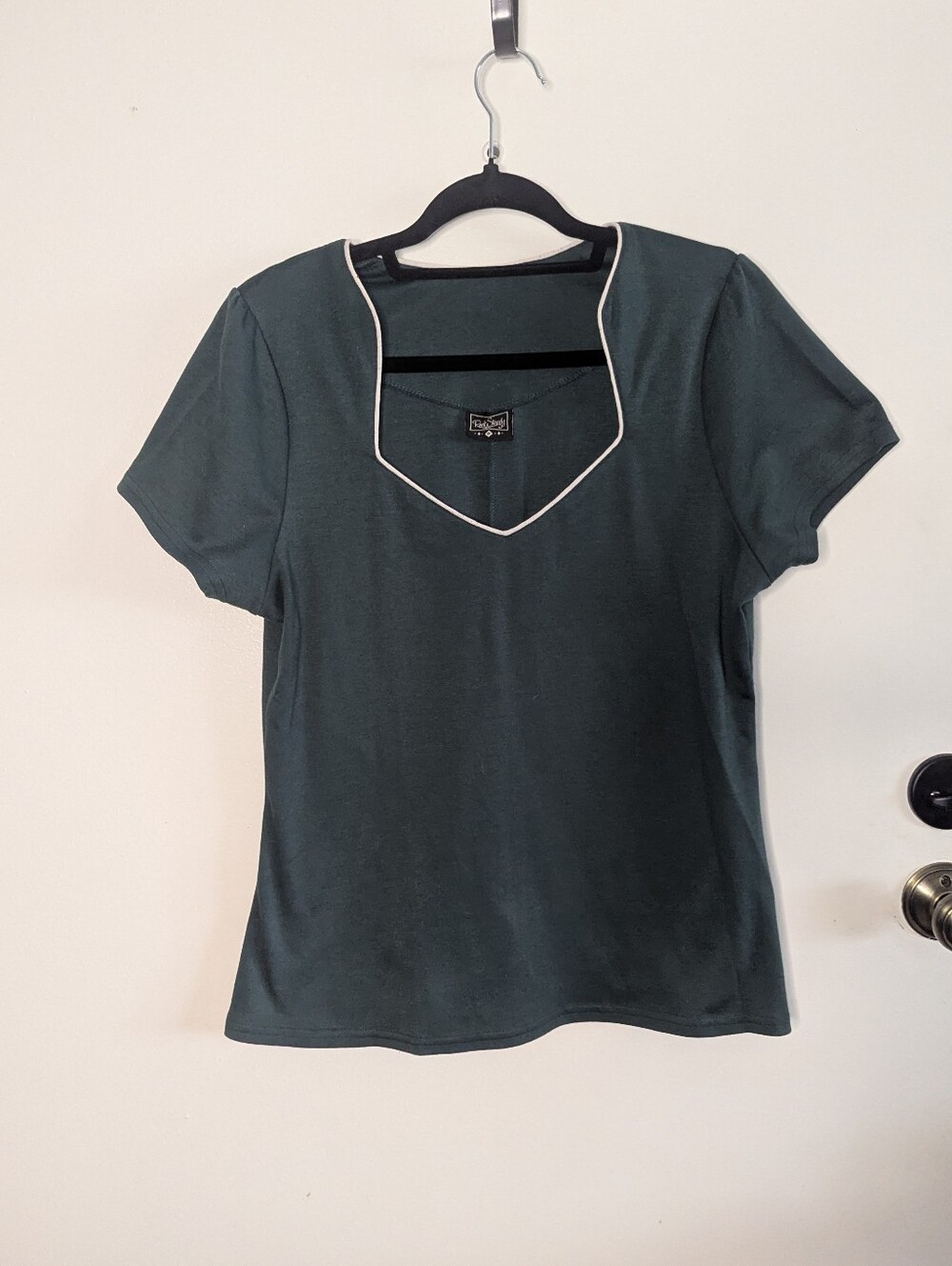 Steady Clothing Sophia Top Green With White Trim 1XL Rockabilly Pinup